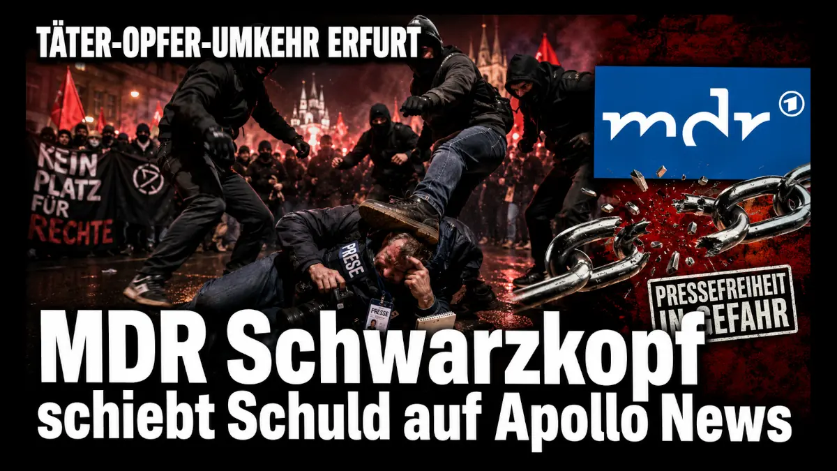 Täter-Opfer-Umkehr Erfurt: MDR-Reporter Levin Schwarzkopf schiebt Schuld auf attackierte Apollo-News-Journalisten