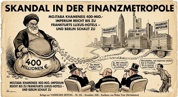 Skandal in der Finanzmetropole: Mojtaba Khameneis 400-Mio.-Imperium reicht bis zu Frankfurts Luxus-Hotels – und Berlin schaut zu
